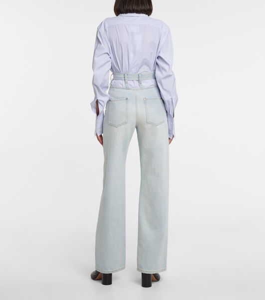 Cutout high-rise wide-leg jeans