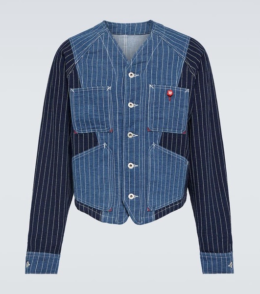 Patchwork striped denim jacket 