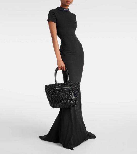 Le Cagole Medium raffia shoulder bag
