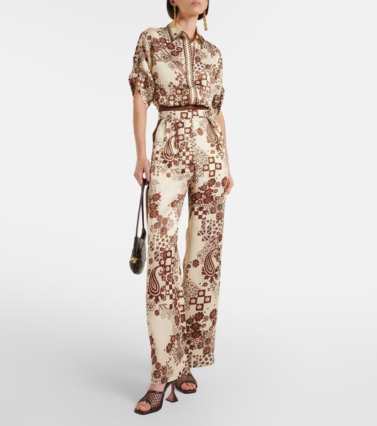 Printed high-rise wide-leg pants