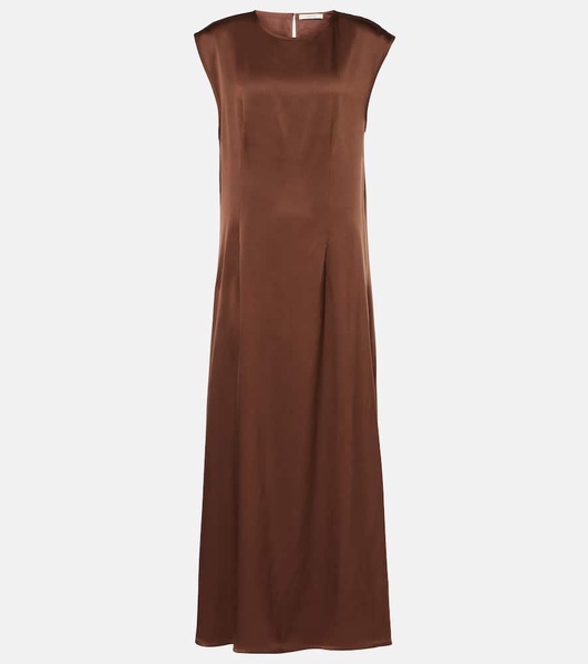 Rose silk satin maxi dress