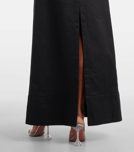 Strapless cotton and linen-blend maxi dress