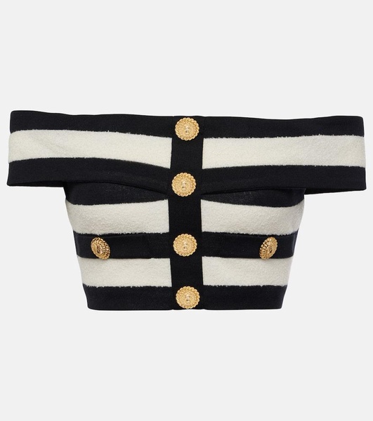 Striped off-shoulder crop top
