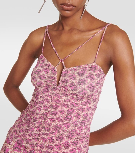 Leila printed ruched jersey top