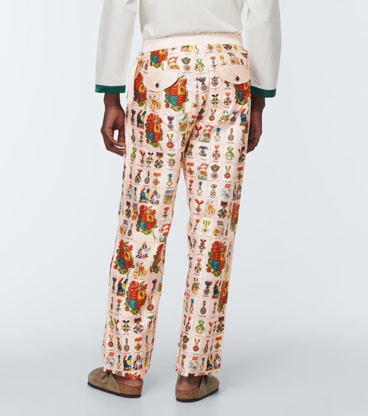Tobacco Signet printed silk pants