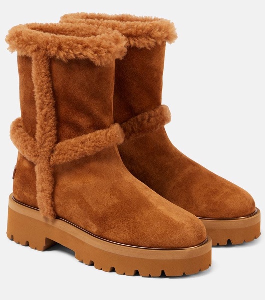 Teddi 20 shearling-trimmed suede boots
