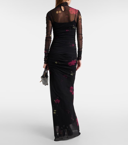Printed tulle gown