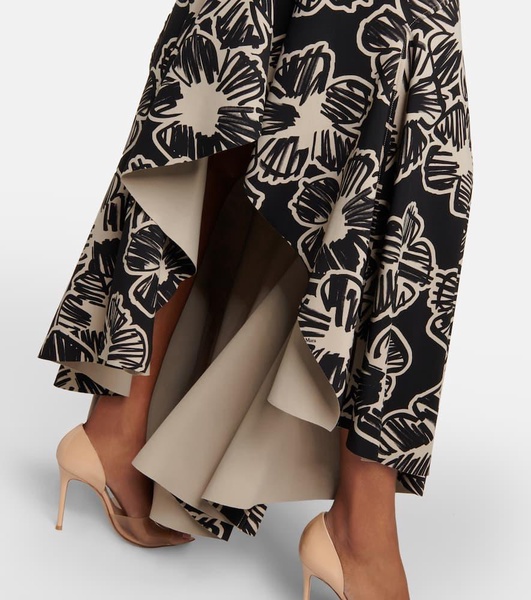 Asymmetric printed maxi skirt
