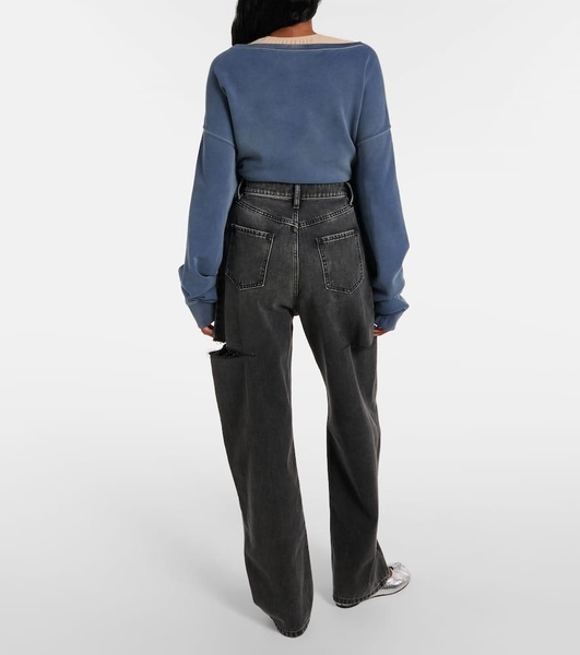 Cutout high-rise tapered jeans