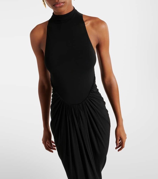 Halterneck draped gown