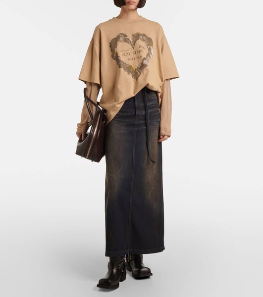 Printed layered cotton T-shirt