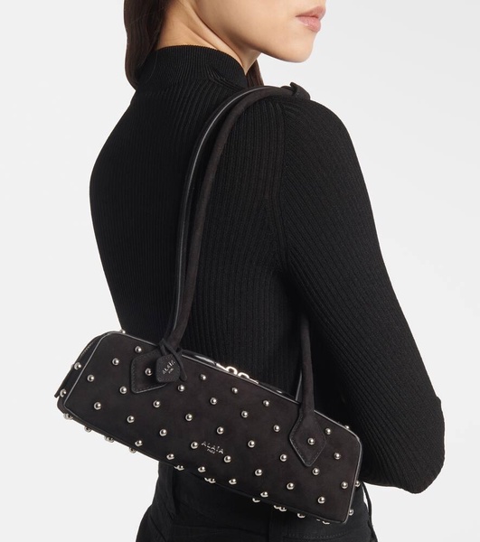Le Teckel Small studded suede shoulder bag