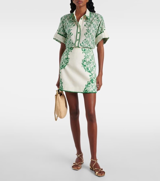 Olive printed cotton and silk shirt
