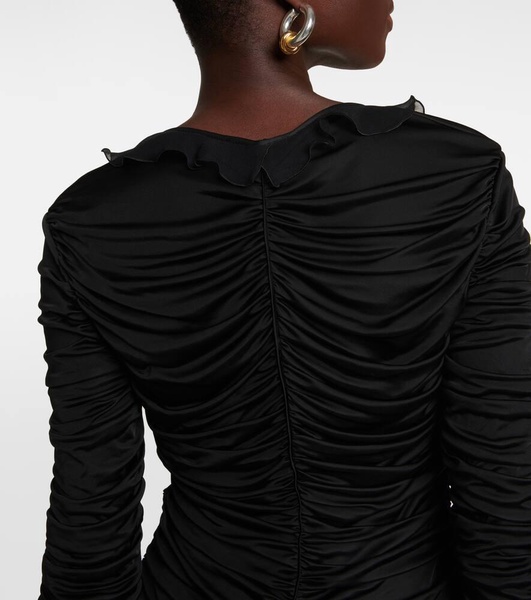Deep V-neck ruched minidress