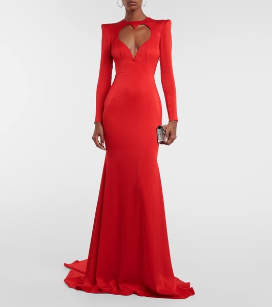 Garland cutout satin crêpe gown