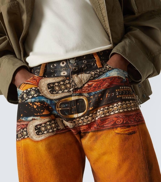 2006M trompe l'œil barrel-leg jeans