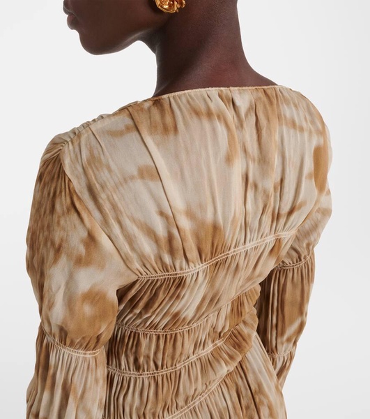 Printed ruched maxi dress