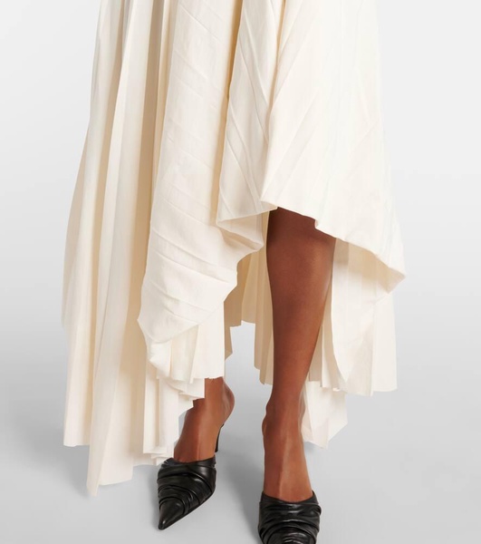 Pleated cotton midi dress