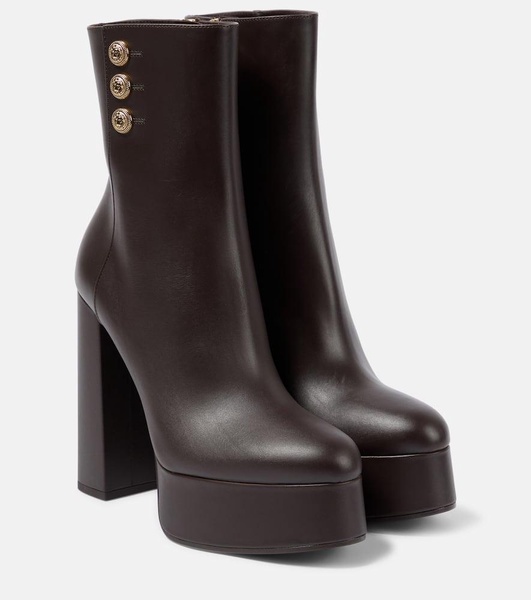 Brune leather platform ankle boots