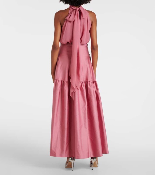 Elegante Brasile embellished satin maxi skirt