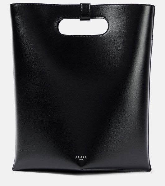 Folded leather tote bag