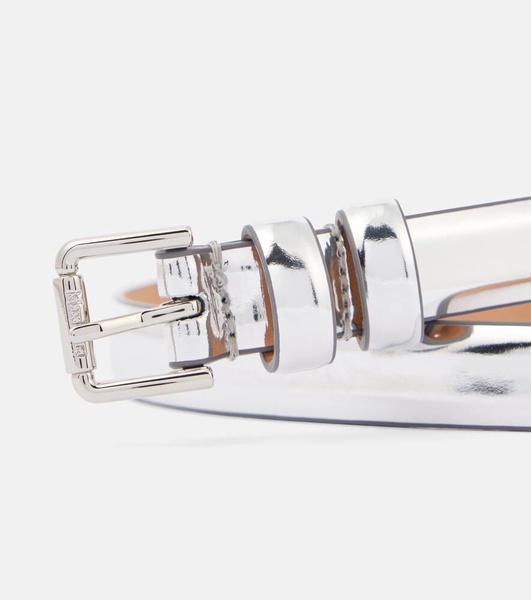 Metallic leather belt