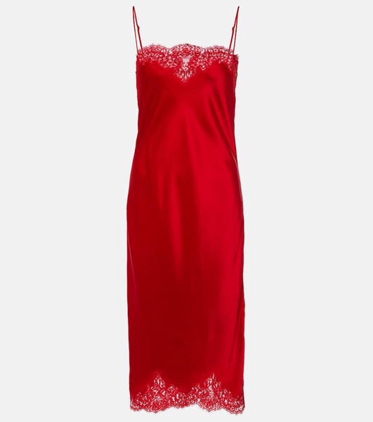 Lace-trimmed satin slip dress