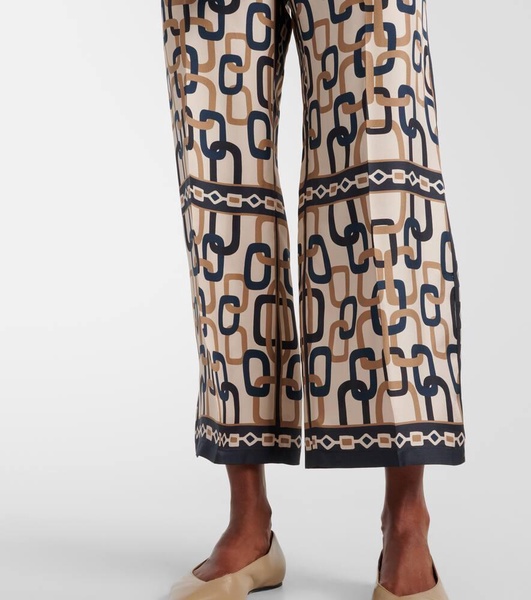 Brina printed silk twill wide-leg pants