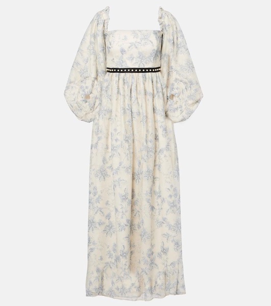 Alheli balloon-sleeve floral maxi dress