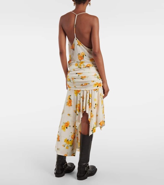 Dikata floral asymmetric midi dress
