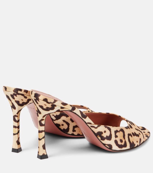 Alexa 95 leopard-print satin mules