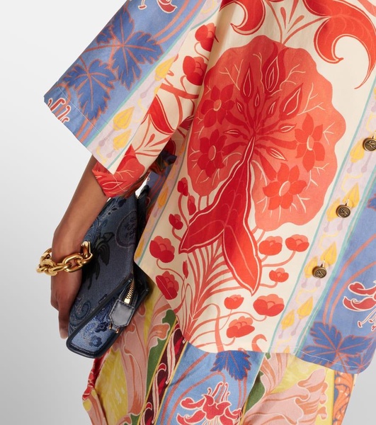 Printed oversized cotton-blend shirt
