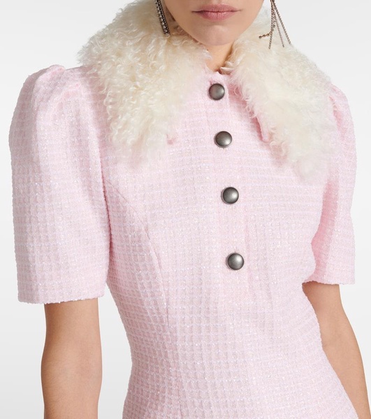 Sequined collared tweed minidress