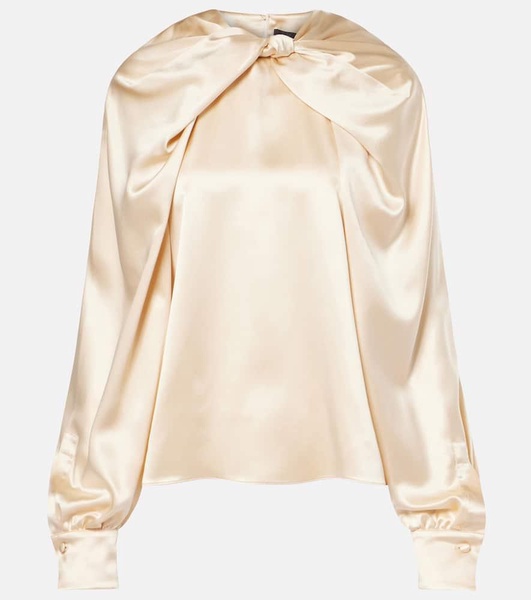Elegante Key torchon silk satin blouse