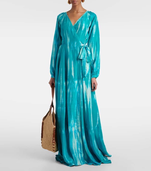 Tie-dye silk wrap dress