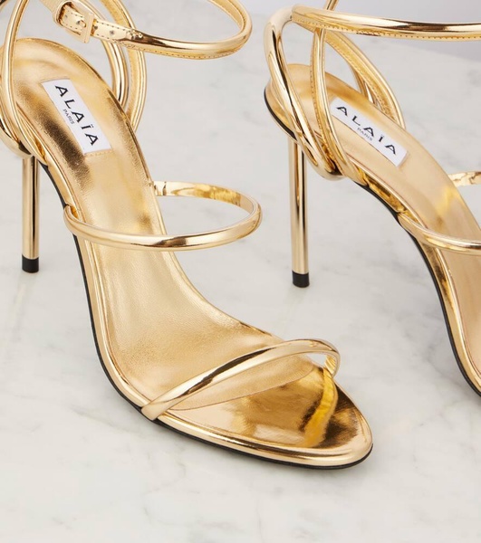 Strappy metallic leather sandals