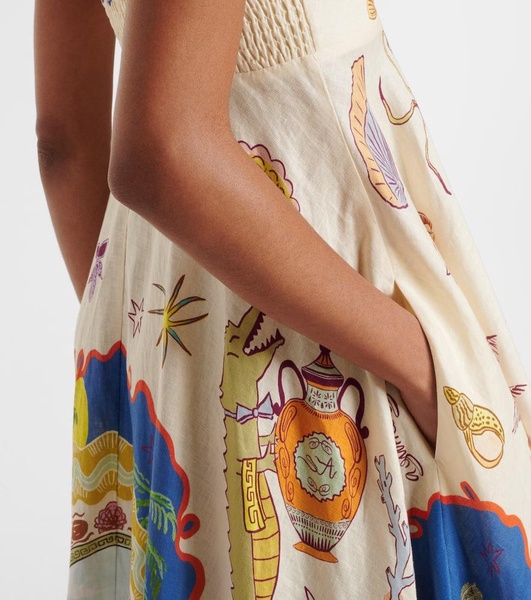 Surrealist linen maxi dress