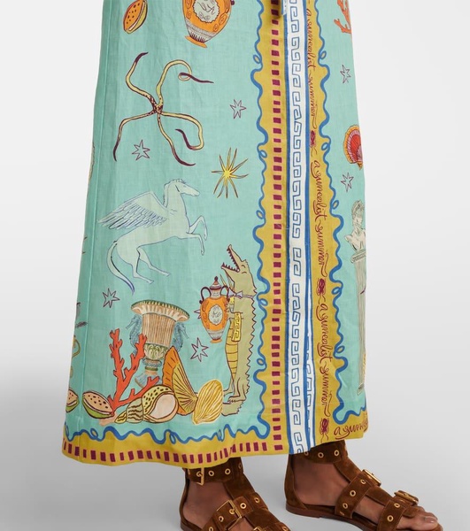 Surrealist Summer linen shirt dress