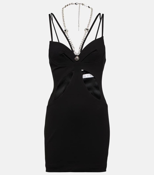Crystal-embellished cutout minidress