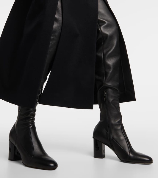 Damier leather over-the-knee boots