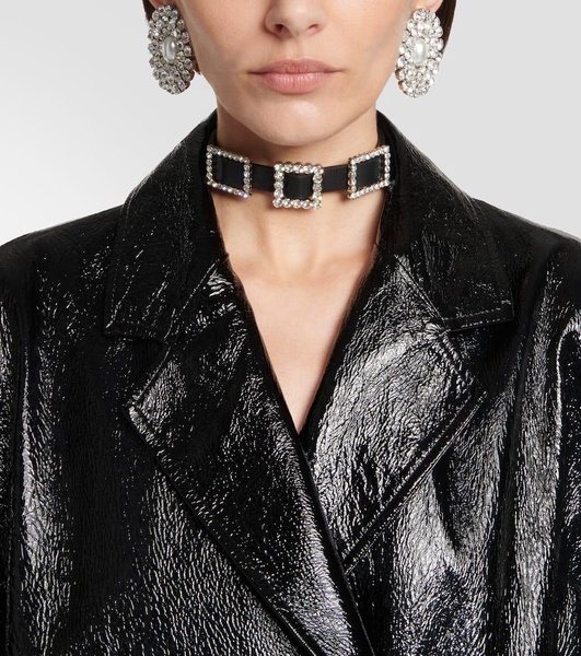 Embellished leather necklace