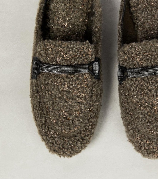 Embellished shearling slippers