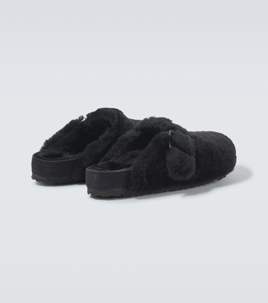 Boston 1774 shearling-lined suede mules