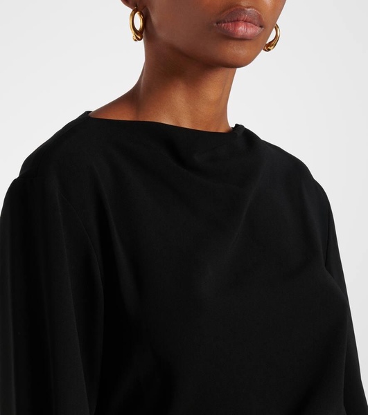 Alexis faux leather-trimmed crêpe top