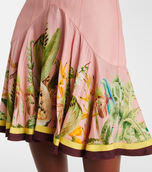 Papaya linen-blend minidress