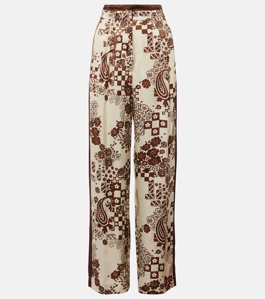 Printed high-rise wide-leg pants