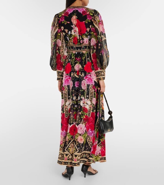 Floral printed silk maxi dress 