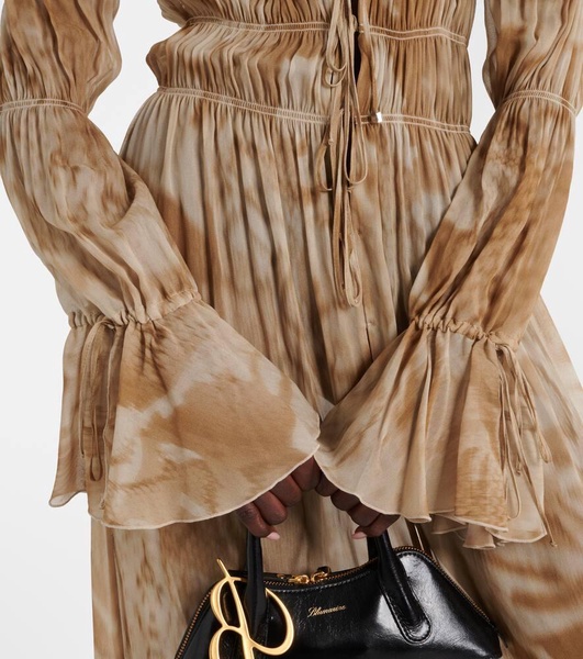 Printed ruched maxi dress