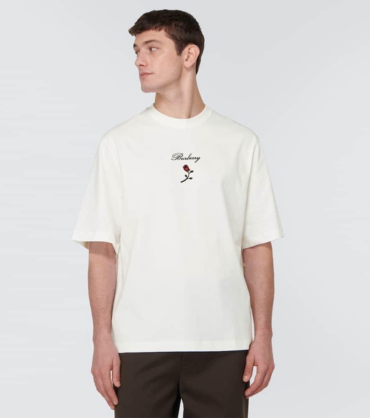 Embroidered cotton jersey T-shirt
