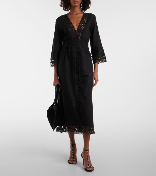 Veona linen and cotton midi dress